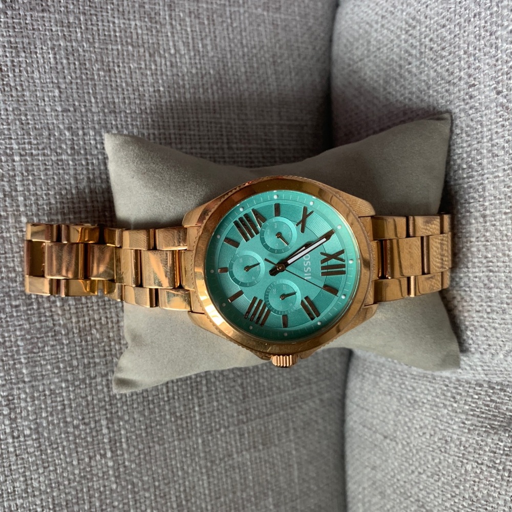 Fossil, gold & teal watch ⌚️💙
